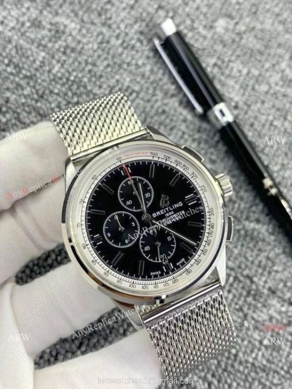 Knockoff Breitling Premier Chronograph Watches Stainless Steel Mesh Band 1