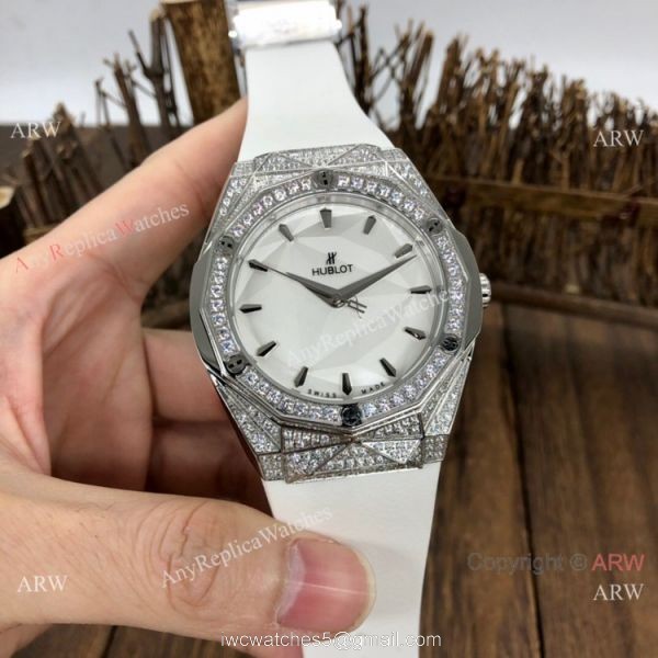 Swiss Quality Copy Hublot Big Bang Sang Bleu SS Diamond Watches Citizen Automatic 1