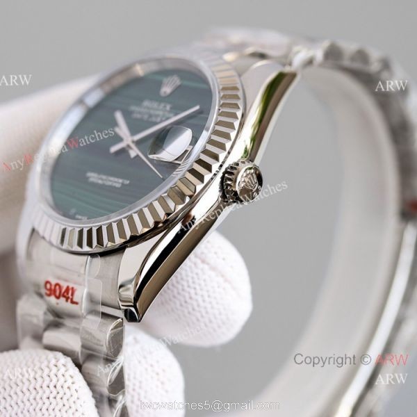 New! Swiss Clone Rolex Datejust Malachite Dial Stainless Steel 36mm 1