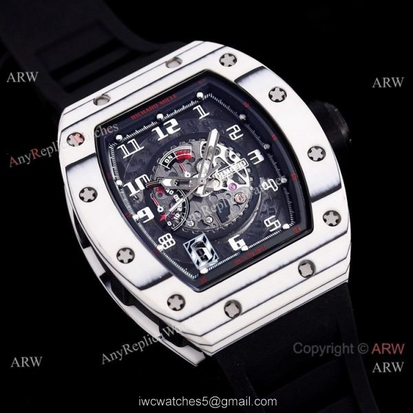 Best Copy Richard Mille RM 030 White Rush Limit Edition Watch Black Rubber Band 1