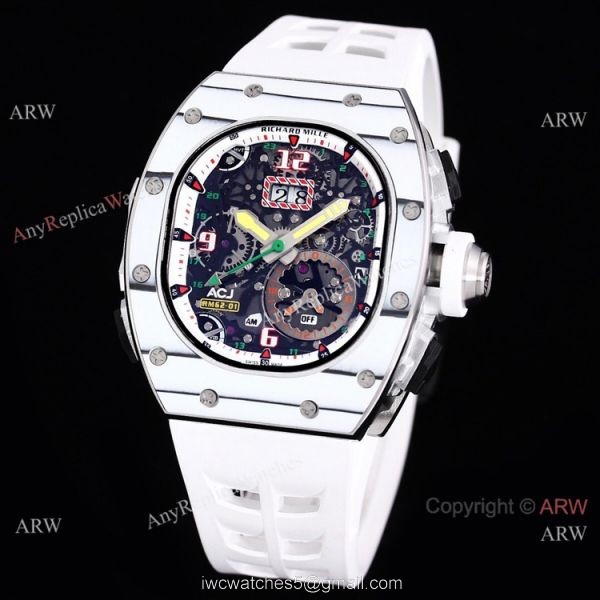 Replica Richard Mille RM 62-01 Tourbillon Watch Yellow Rubber Band Strap 1