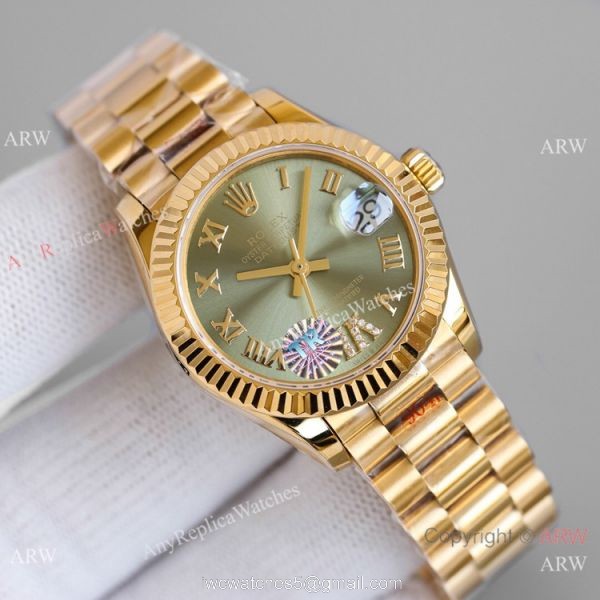 TR Factory 904L Swiss Copy Rolex Datejust 31mm Watch President Rose Gold Case 1