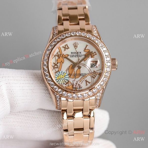 JH Factory Replica Rolex Pearlmaster 81285 Rose Gold Watch 34mm 1