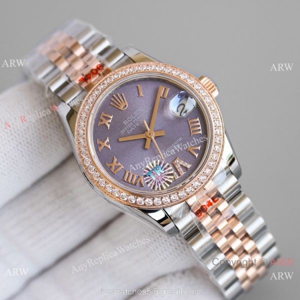 TR Factory 904L Steel Rolex Oyster Perpetual Datejust 31mm Lady Rose Gold Diamonds 1