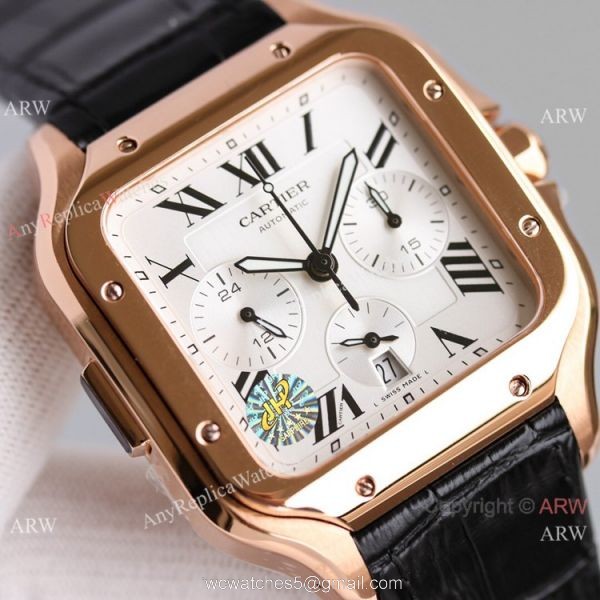 JH Swiss Grade Cartier Santos de Cartier Chronograph Rose Gold Watch 2021 New! 1