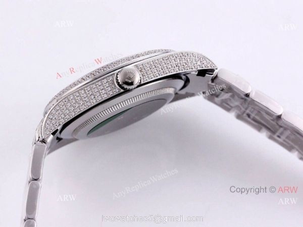 Best Rolex Datejust 41 White Dial Stick Markers Full Diamonds Watch Automatic Replica 1
