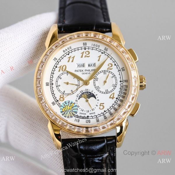 JH Swiss Replica Patek Philippe Perpetual Calendar Chronograph Watch 5270z Diamond Bezel 1
