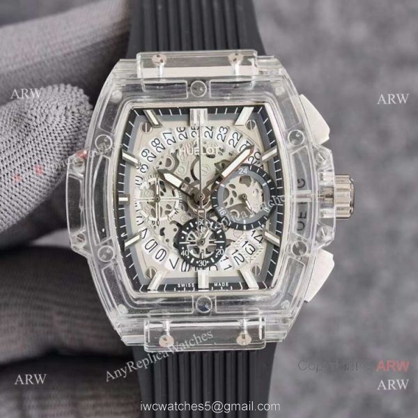 Top Quality Hublot Spirit of Big Bang Transparent Watch Blue Rubber Strap 1