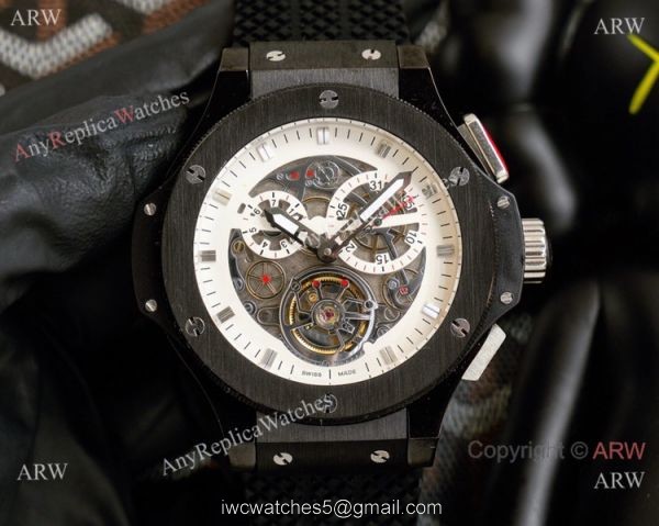 2021 Copy Hublot Big Bang Tourbillon 45mm Watches Rose Gold White Face 1