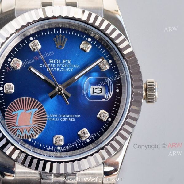 41mm Rolex Datejust 2 Blue Dial Jubilee Fluted Bezel Diamond Watch High End Replica 1