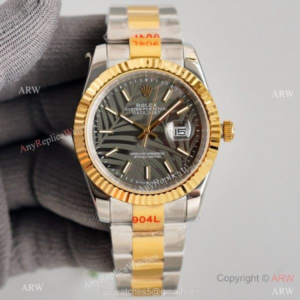 Swiss Quality Rolex Oyster Perpetual Datejust 41mm Watch Two Tone Oyster Palm Dial 1