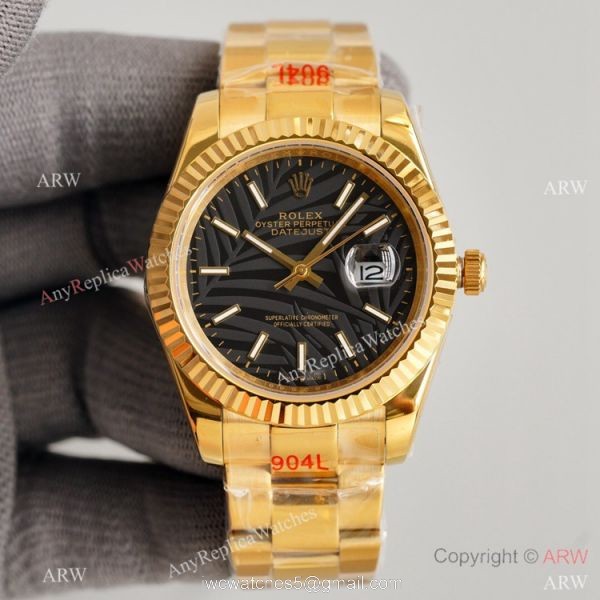 Swiss Quality Rolex Oyster Perpetual Datejust 41mm Watch All Gold Palm Face 1