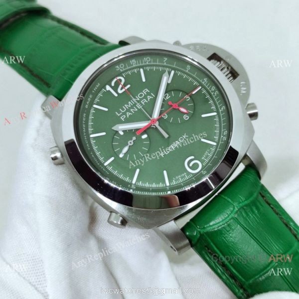 New Panerai Luminor Chrono Flyback Verde Militare PAM01296 Watch Green Dial 1