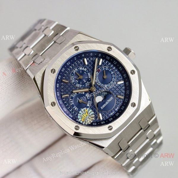 JH Factory Swiss Copy Audemars Piguet Royal Oak Perpetual Calendar Cal.5134 Blue Dial Watch Men 1