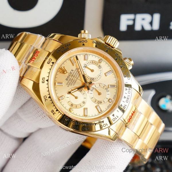 Swiss Replica Rolex Daytona 7750 All Gold Diamond Markers Watch 1
