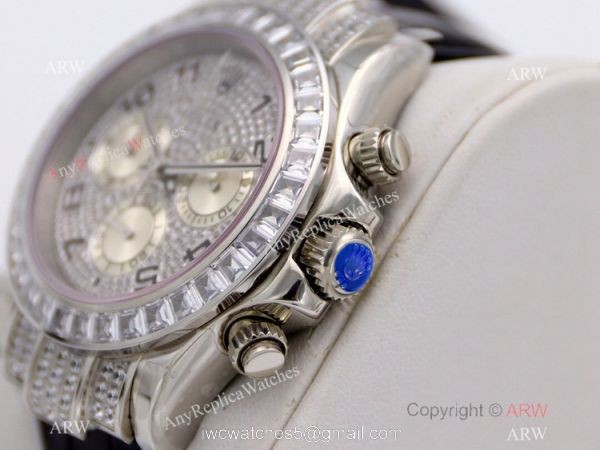 R7 Swiss Replica Rolex Cosmograph Daytona Paved Diamond Dial Arabic Markers Watch 40mm 1