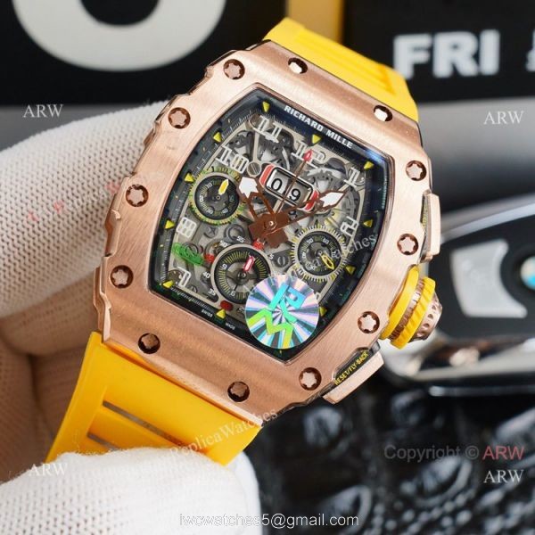 Best Richard Mille RM11-03 Felipe Massa Flyback Chronograph Dial Rose Gold Replica Watches 1