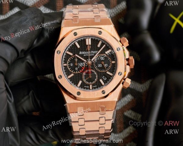 Knockoff Audemars Piguet Royal Oak Rose Gold Chronograph White Dial Watches 42mm 1