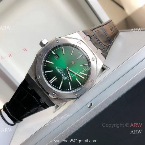 2021 NEW! Clone Audemars Piguet Royal Oak Jumbo Watch Green Leather Strap 1