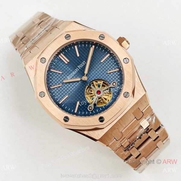 Copy Audemars Piguet Tourbillon Royal Oak Men Watch Rose Gold Case 1
