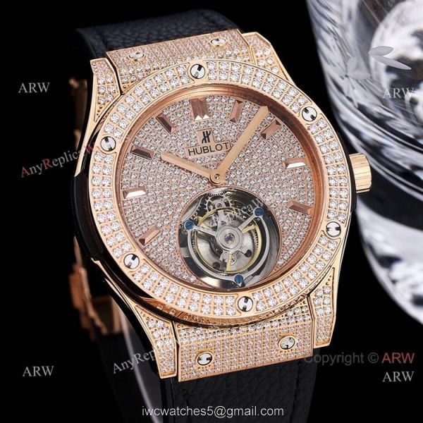 Full Diamonds Hublot Classic Fusion 42mm Tourbillon Watch High Quality Replica 1