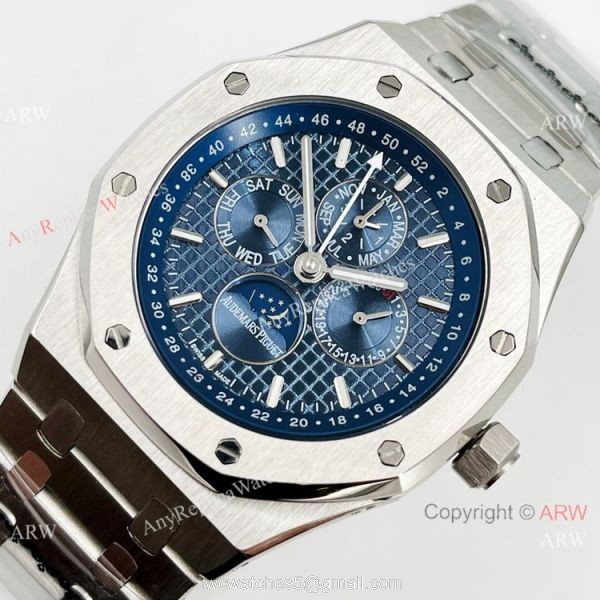 Clone Audemars Piguet Royal Oak Perpetual Calendar Watch Blue Dial 42mm 1