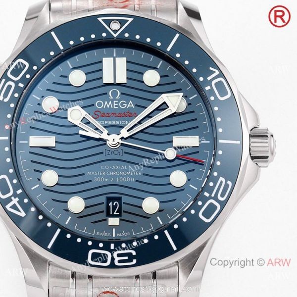 2021 NEW Grade A Replica Omega Seamaster 300m Diver Blue Dial OR Calibre 8800 Watch 42mm 1
