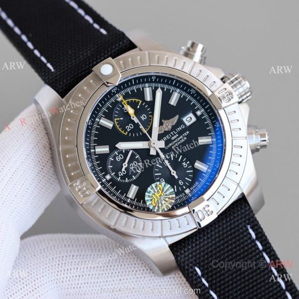 JH Factory Copy Breitling Avenger Chronograph 7750 Watch SS Black Dial 45mm 1