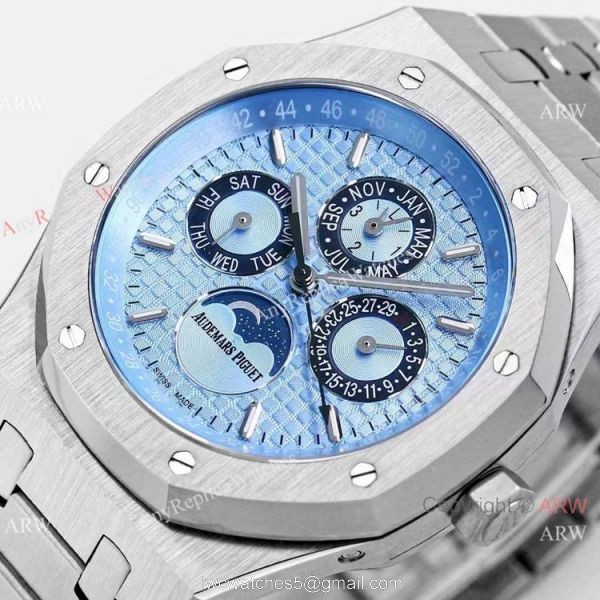 2021 New Swiss Copy Audemars Piguet Perpetual Calendar BF Cal.5134 Iced Blue Dial Watch 41mm 1