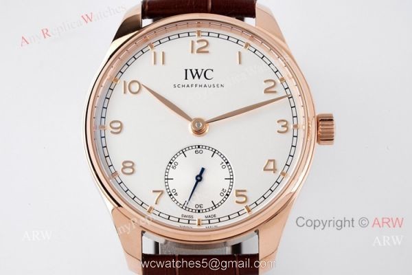 ZF Factory Iwc Portuguese 40 Rose Gold White Dial Brown Leather Strap Watch Replica 1