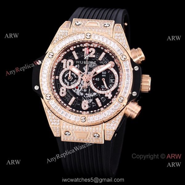 High Quality Copy Hublot Big Bang Iced Out Chronograph Watch Rose Gold 1