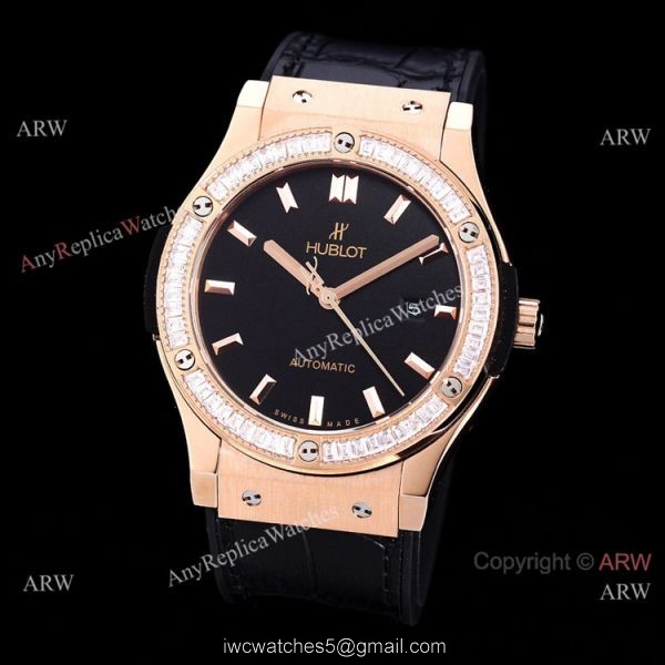 Copy Hublot Classic Fusion Rose Gold Diamond Watch Citizen 8215 Movement 1