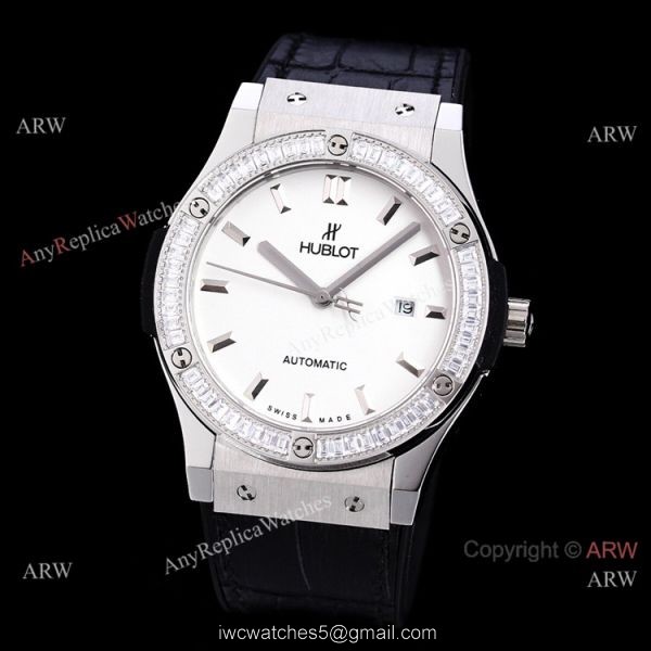 Copy Hublot Classic Fusion Diamond Bezel Green Dial Watch Citizen 8215 Movement 1