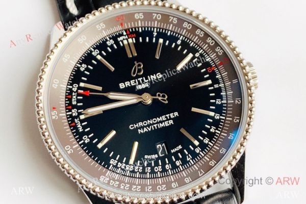 V7 Factory Swiss Replica Breitling Navitimer 1 Watch Black Dial Black Leather Strap 1