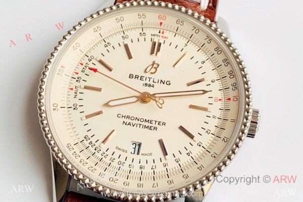 V7 Factory Swiss Replica Breitling Navitimer 1 Watch Stainless Steel Brown Leather Strap 1