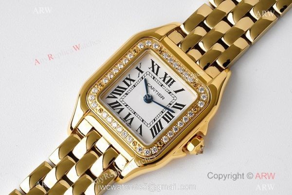 BV Factory AAA Replica Cartier Panthere 22mm Quartz Watch Yellow Gold Diamond Bezel 22mm 1