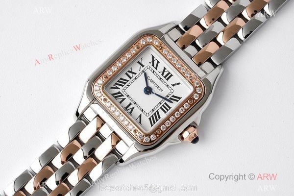 BV Factory Cartier Panthere De Two Tone Rose Gold Diamond Watch 22mm Swiss Quartz Movement 1