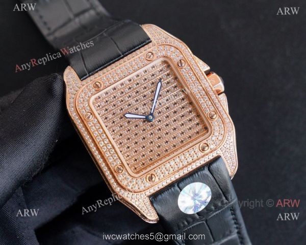 Iced Out Cartier Santos 100 Replica Watches Automatic High End Replica 1