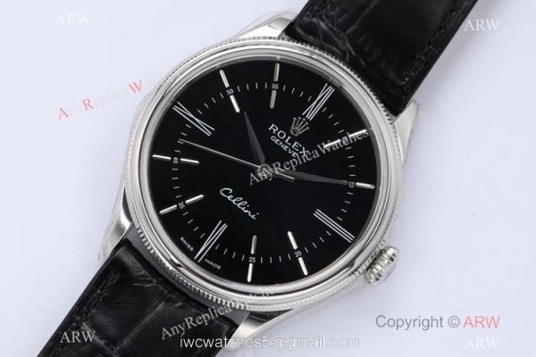 1:1 Replica Rolex Cellini Time EW Factory Swiss 3132 Black Dial Watch 39mm On Sale 1