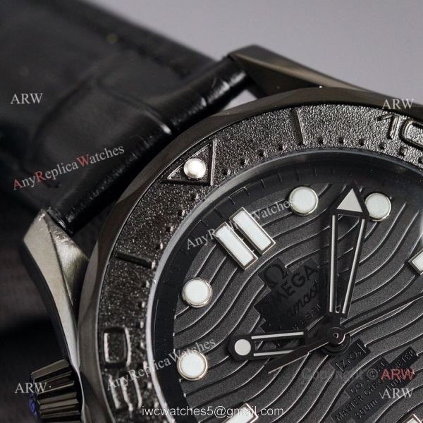 New 2021 Watches Swiss Omega Seamaster Diver 300m Black Black Watch Leather Strap 1