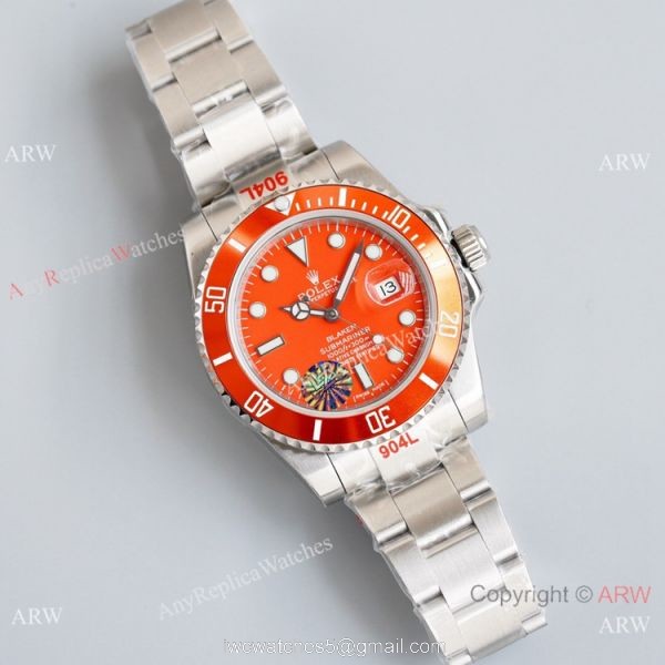 Swiss Grade Orange Dial 904L Steel Blaken Rolex Submariner Replica Watch Limited Edition Watch 1