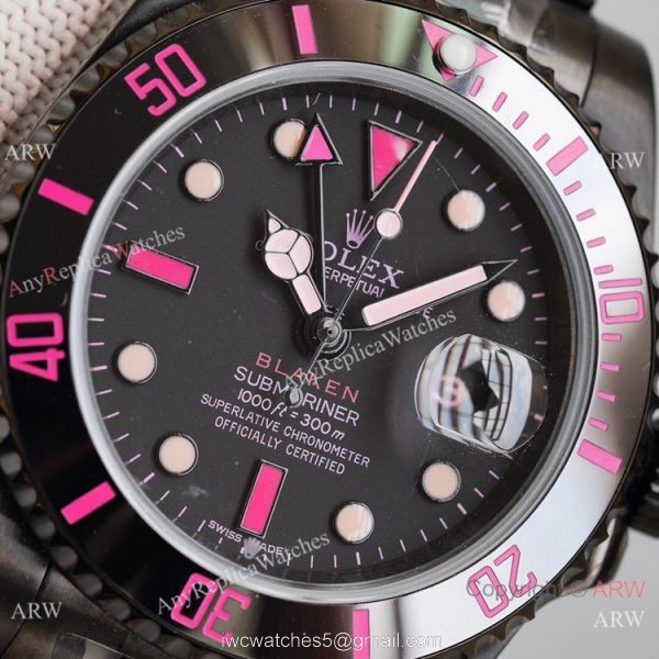 Swiss Copy Rolex Blaken Submariner 2836 Watch Red Markers 40mm 1