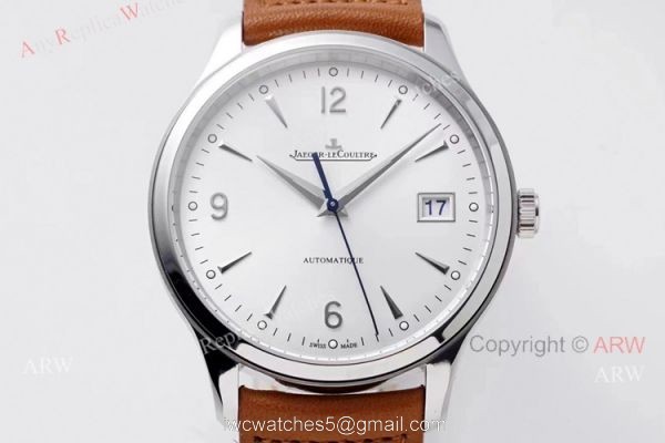 Zf Factory Jaeger-Lecoultre Master Control Date 40mm Silver Dial Brown Leather Band Replica Watch 1