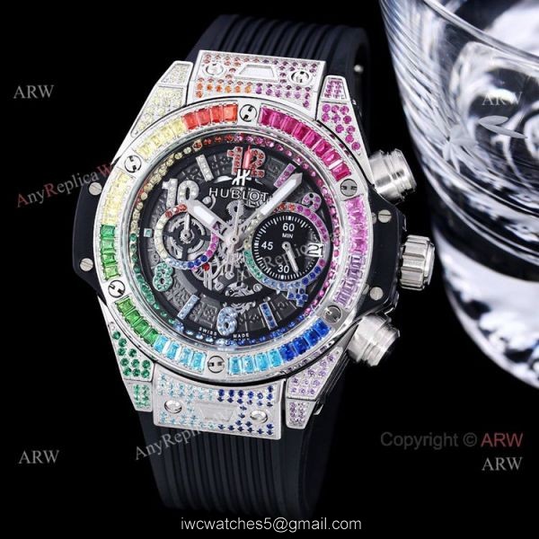 Quartz Hublot Big Bang Unico Rainbow 45mm Diamond Watch High Copy For Men 1