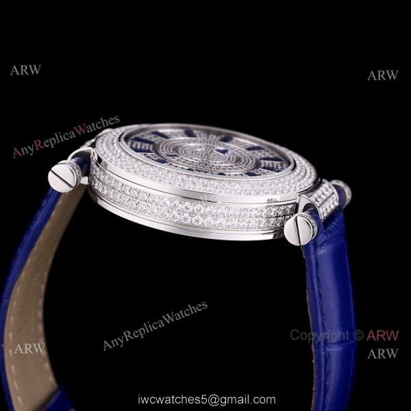 Iced Out Franck Muller Double Mystery Blue Leather Strap High Copy Watch 1