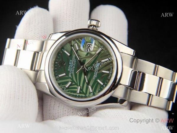 Rolex new Datejust 36 Olive Green Palm dial SS Oyster Bracelet AAA Copy 1