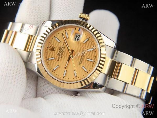 Rolex Datejust 2021 Motif Dial Gold Oyster Bracelet AAA Copy 1