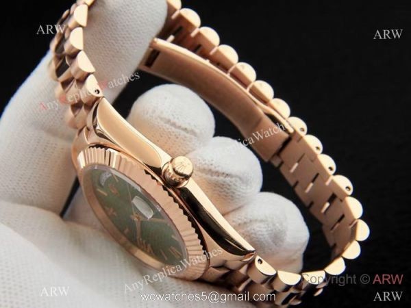 Clone Rolex Day Date 36mm Olive Green Rose Gold Watch 1