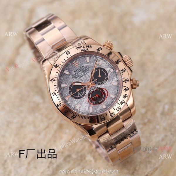 New 2021! AAA Copy Rolex Daytona Watch Rose Gold Meteorite Face 43mm 1