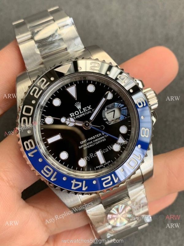 AR Swiss 3186 Rolex GMT-Master II Batman 904L Stainless Steel Watch 1